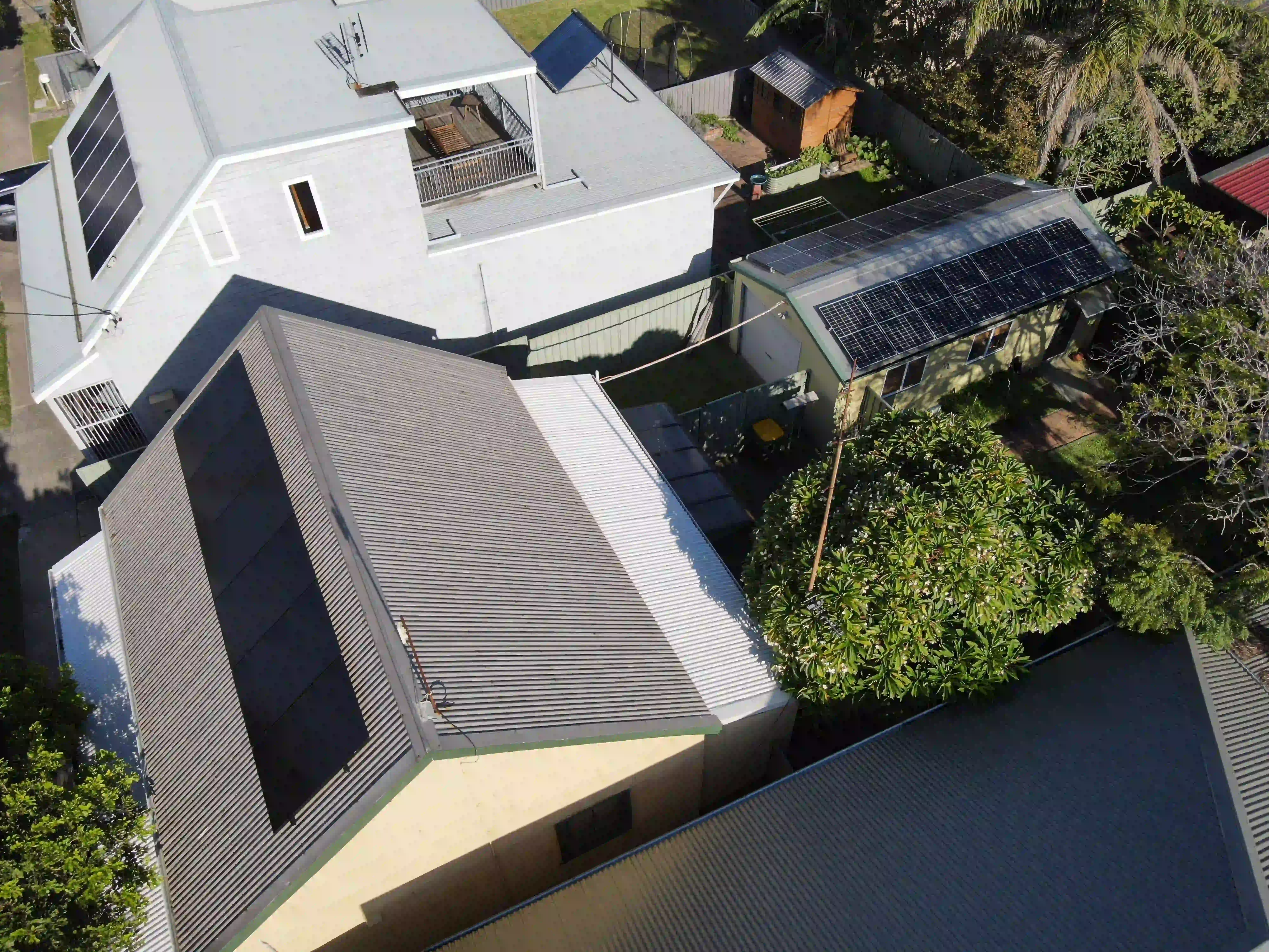 Solar panels on a Stockton roof seen from above