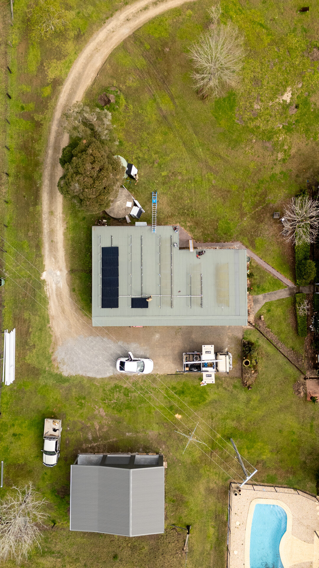 Overhead drone shot of the Glen William installation