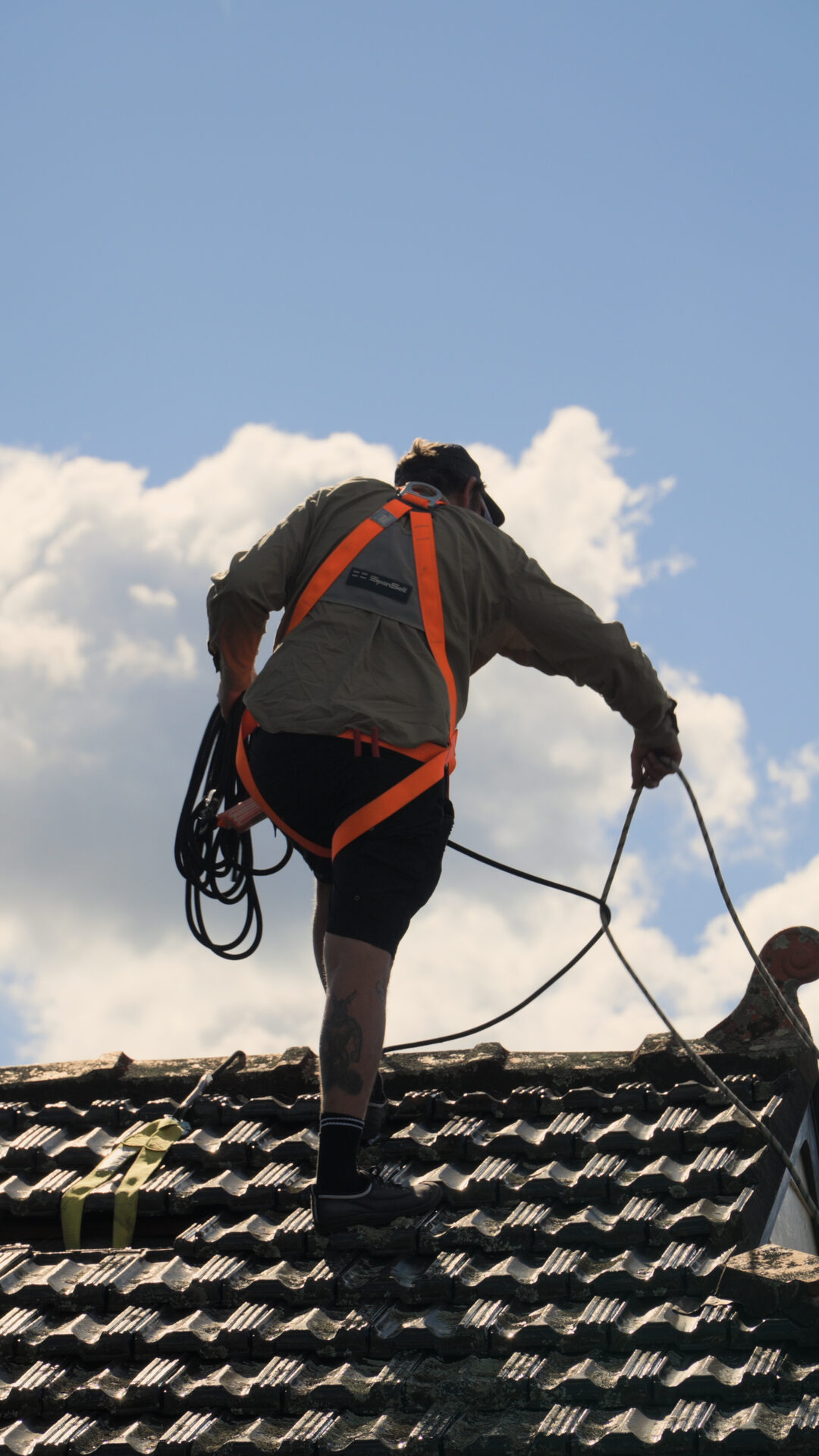 Rooftop wiring on a New Lambton solar install