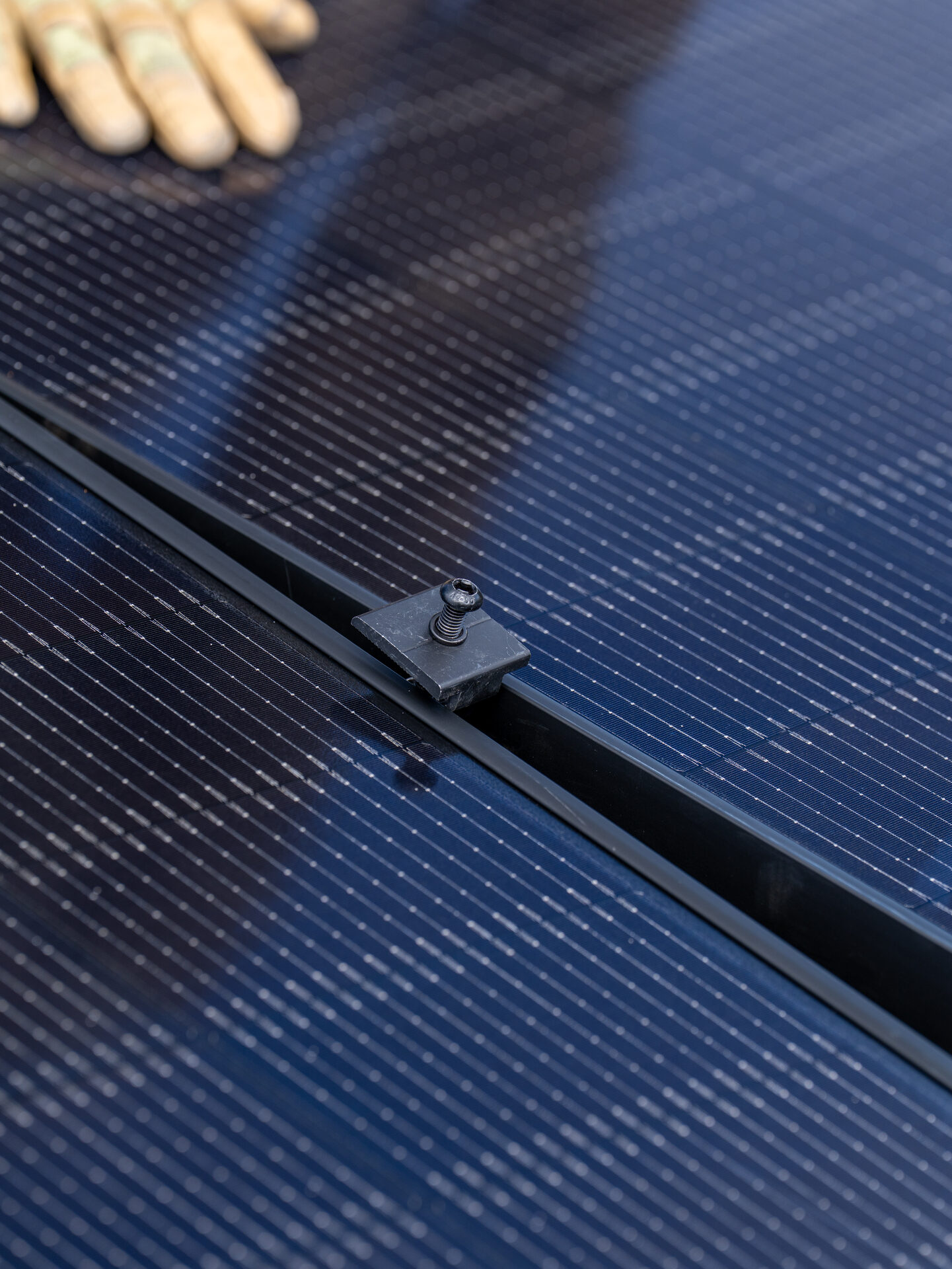 Close-up of solar panel cells at Glen William