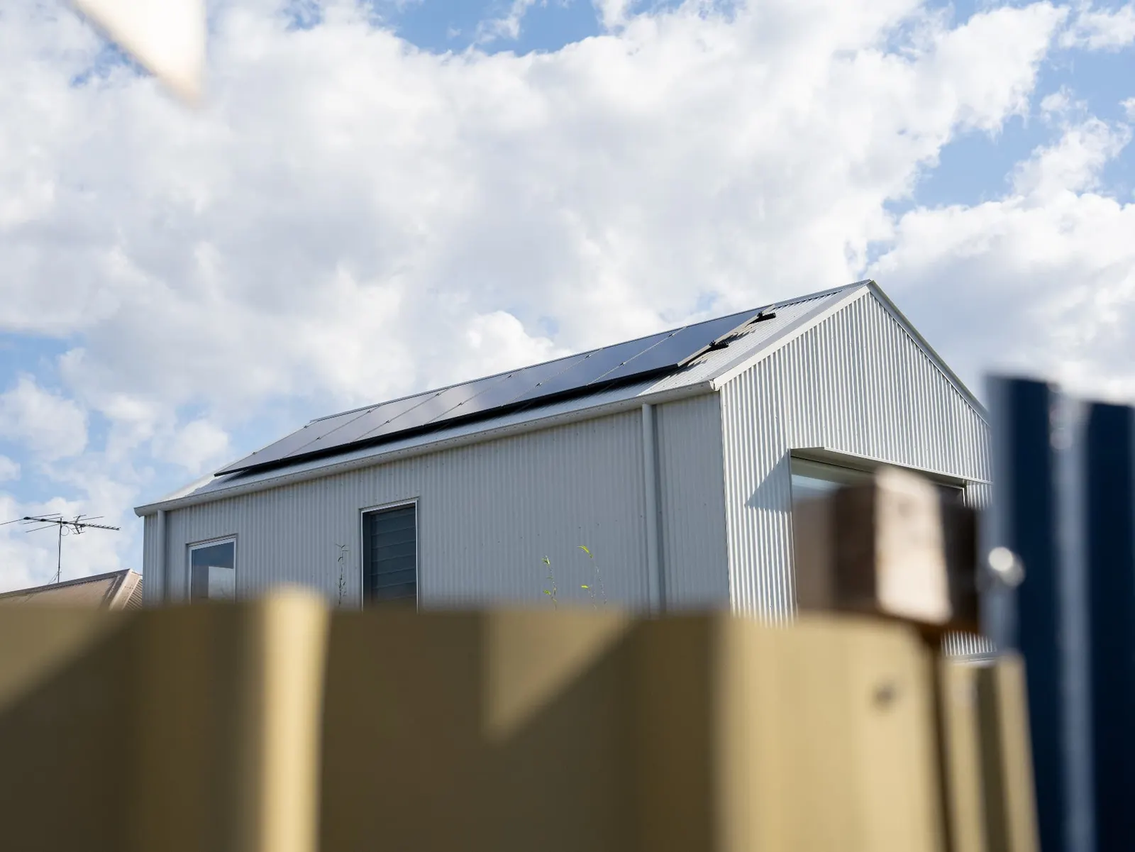 Wide exterior view of rooftop solar panels installed in Mayfield, Newcastle