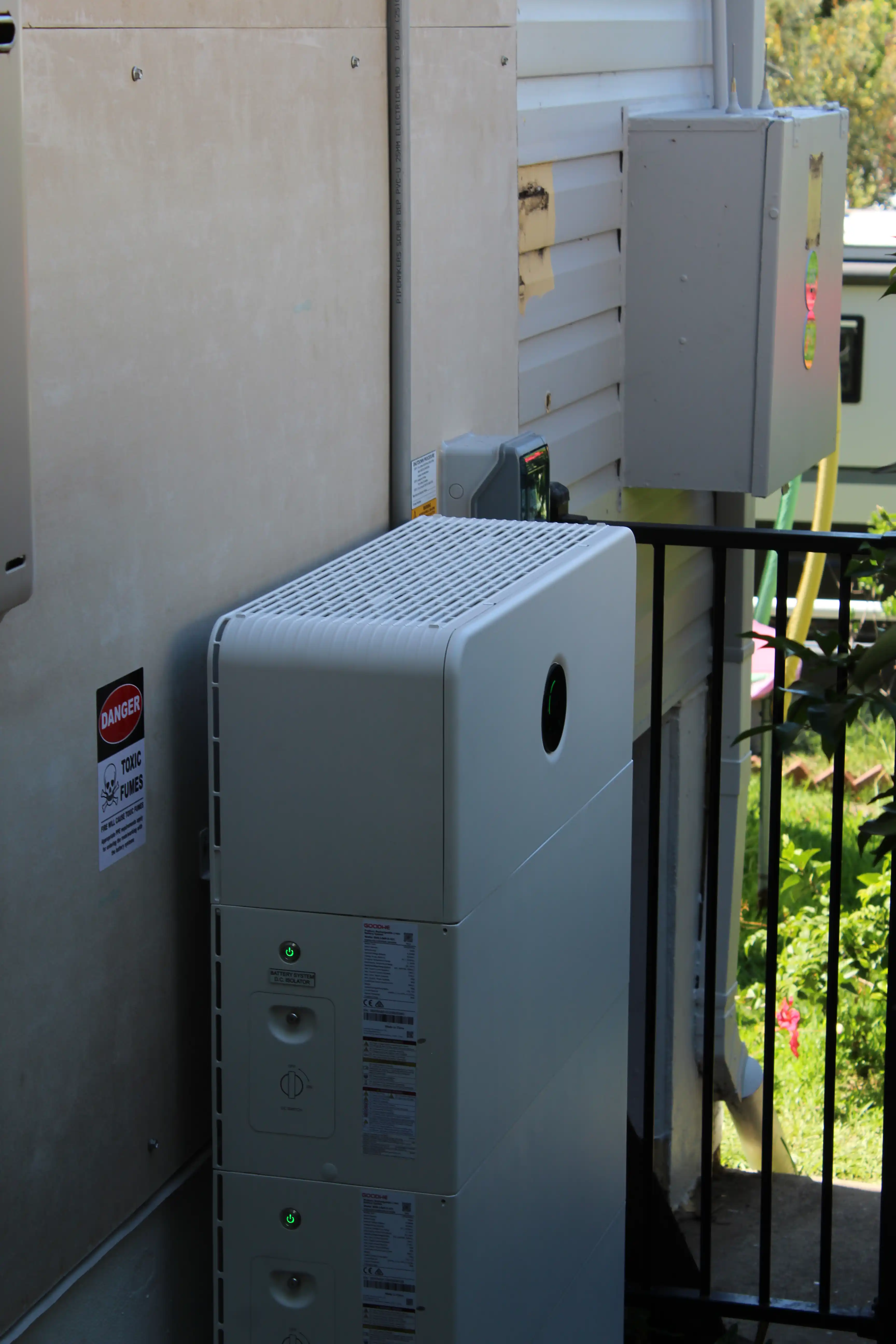 GoodWe hybrid inverter and battery wiring completed at a New Lambton solar install