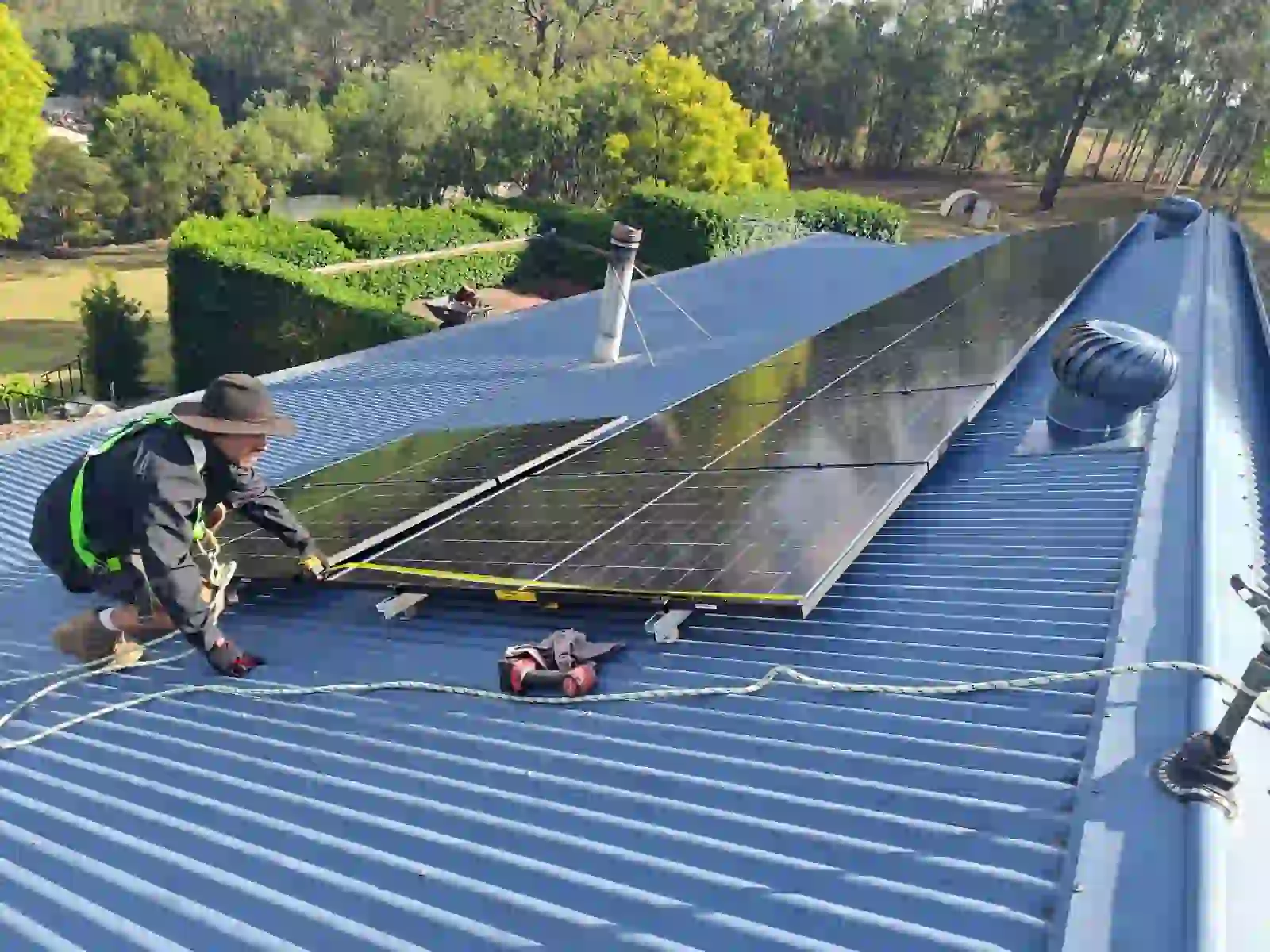 Rooftop solar work in progress at a Sawyers Gully home