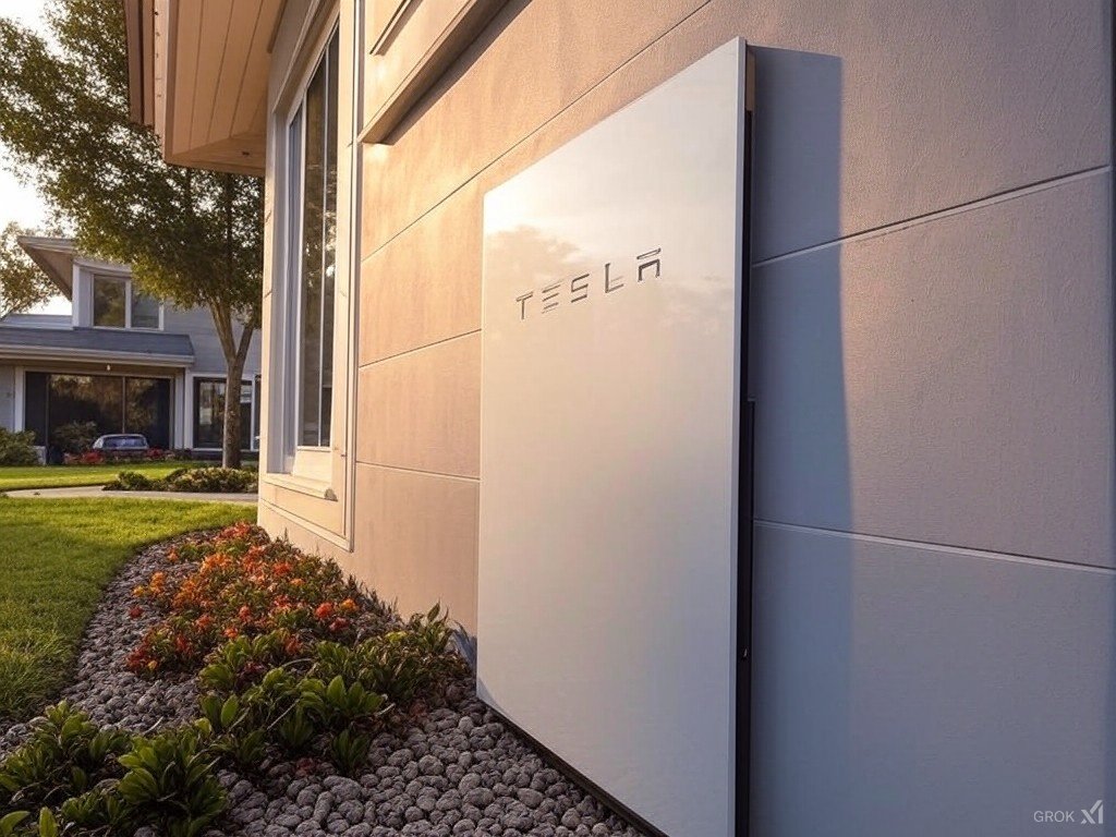 Tesla Powerwall 3 installed on a residential wall (mock)