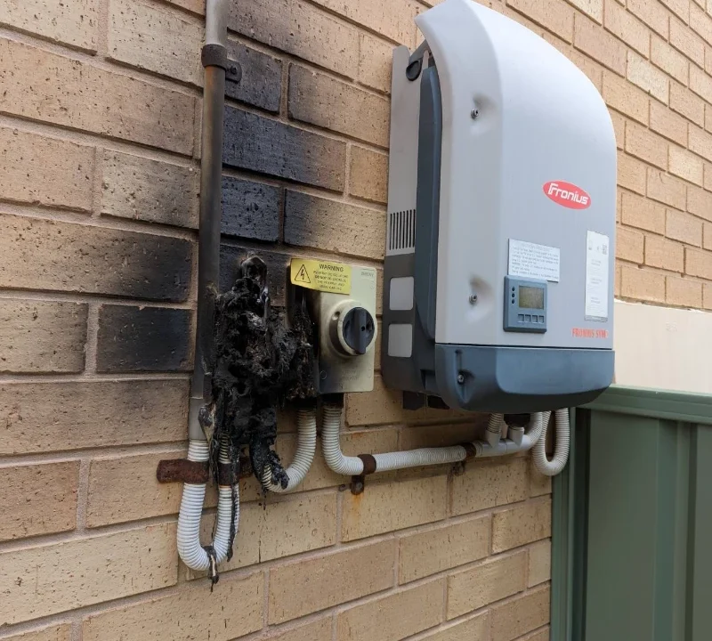 A fronius solar inverter with dc isolators that caught fire and almost burnt a house down