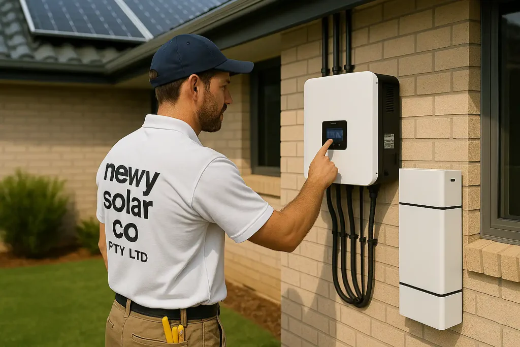 NSC Technician install Hybrid Inverter in Newcastle
