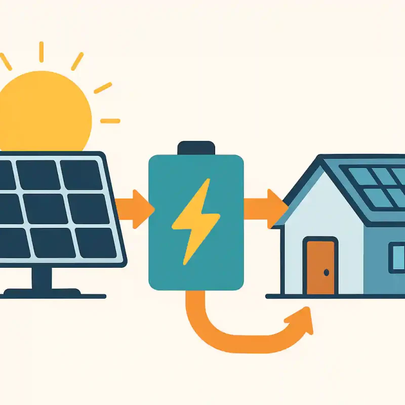 Solar battery storage in Newcastle showing a battery storing excess solar power and the home consuming it