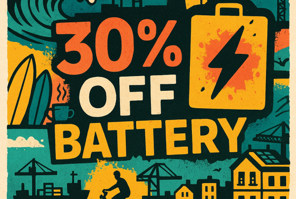 30% off a solar power battery in Newcastle! By local solar power installers in in Newcastle Newy Solar Co