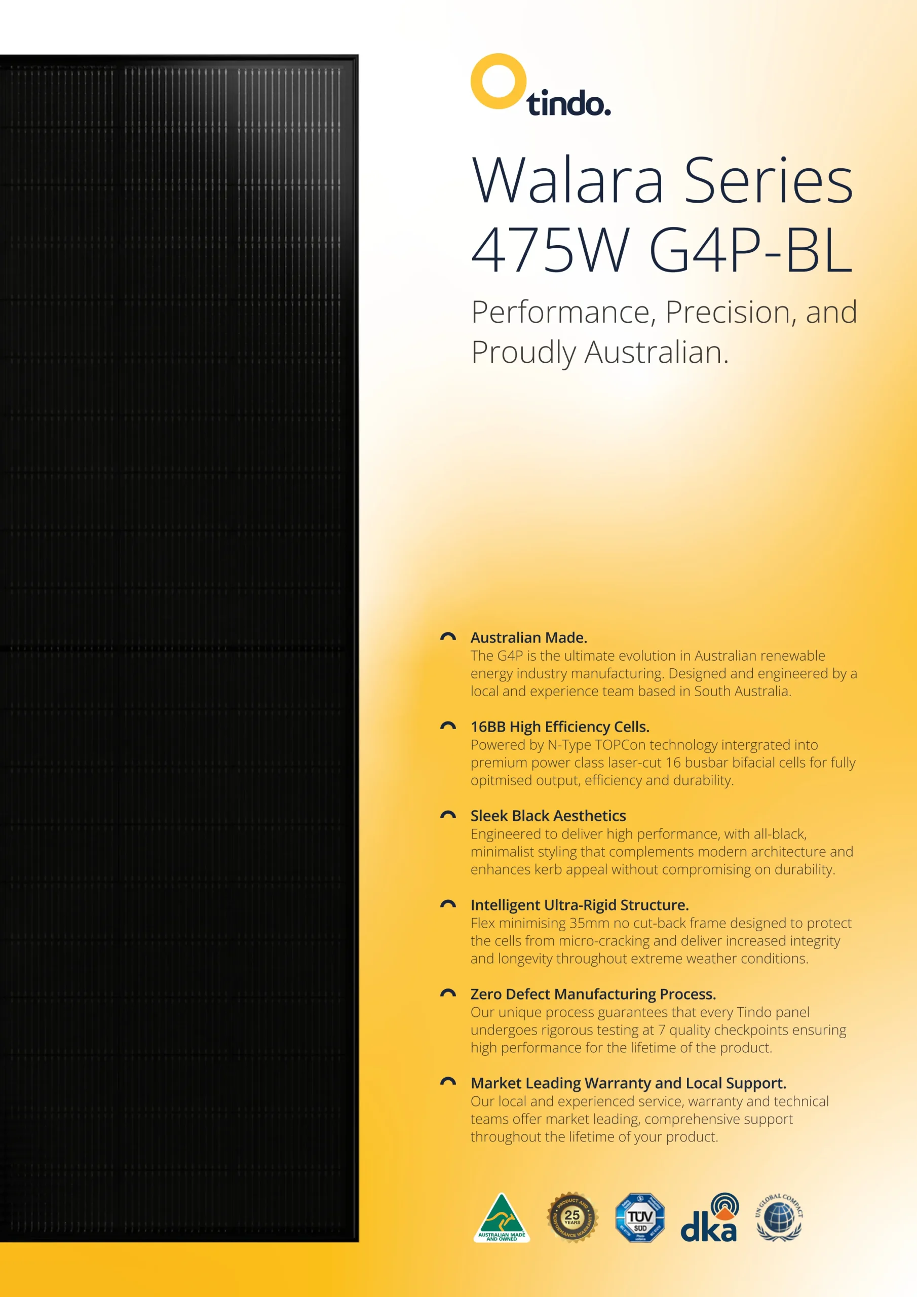 Newy Solar Co Solar Panel Combo: Tindo_Walara-475G4P_BL