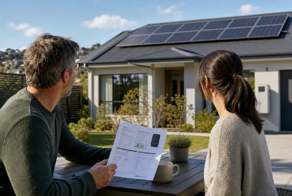A family, reviewing the new interest free home loan for solar and battery systems in Newcastle